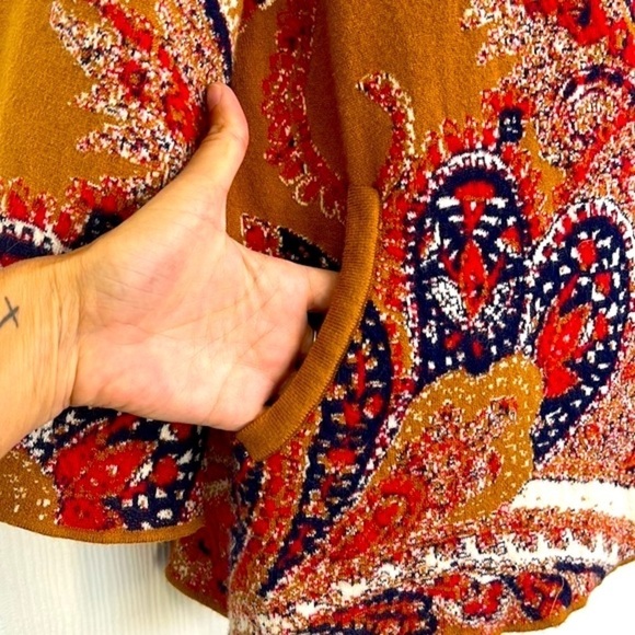 Moth by Anthropologie- Intarsia Paisley Colorful Print 1 Button Sweater Jacket S - Picture 4 of 12